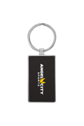 2 3/4" x 1 1/4" Laserable Leatherette/Metal Rectangle Keychain